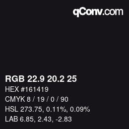 Color code: RGB 22.9 20.2 25 | qconv.com