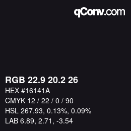 Color code: RGB 22.9 20.2 26 | qconv.com