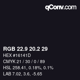 Color code: RGB 22.9 20.2 29 | qconv.com