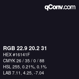カラーコード: RGB 22.9 20.2 31 | qconv.com