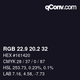 カラーコード: RGB 22.9 20.2 32 | qconv.com