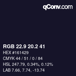 Color code: RGB 22.9 20.2 41 | qconv.com