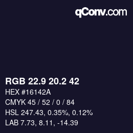 カラーコード: RGB 22.9 20.2 42 | qconv.com