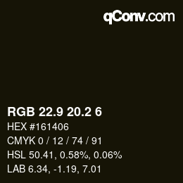 Color code: RGB 22.9 20.2 6 | qconv.com