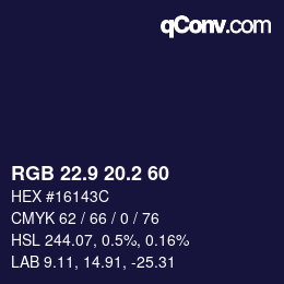 Color code: RGB 22.9 20.2 60 | qconv.com