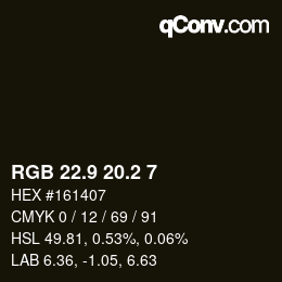 Color code: RGB 22.9 20.2 7 | qconv.com