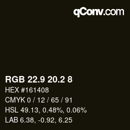 Color code: RGB 22.9 20.2 8 | qconv.com
