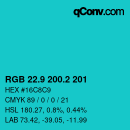 カラーコード: RGB 22.9 200.2 201 | qconv.com