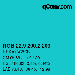カラーコード: RGB 22.9 200.2 203 | qconv.com