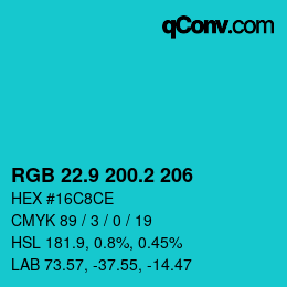 カラーコード: RGB 22.9 200.2 206 | qconv.com