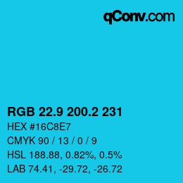 カラーコード: RGB 22.9 200.2 231 | qconv.com