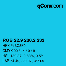 カラーコード: RGB 22.9 200.2 233 | qconv.com
