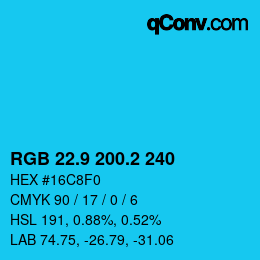 カラーコード: RGB 22.9 200.2 240 | qconv.com