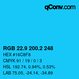 カラーコード: RGB 22.9 200.2 248 | qconv.com