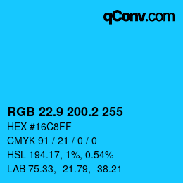 カラーコード: RGB 22.9 200.2 255 | qconv.com