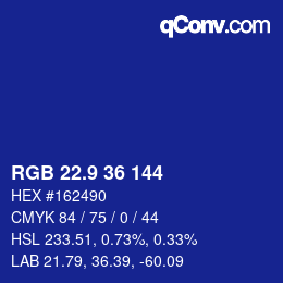 カラーコード: RGB 22.9 36 144 | qconv.com