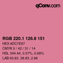 カラーコード: RGB 220.1 126.8 151 | qconv.com