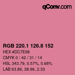 カラーコード: RGB 220.1 126.8 152 | qconv.com