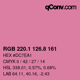 カラーコード: RGB 220.1 126.8 161 | qconv.com