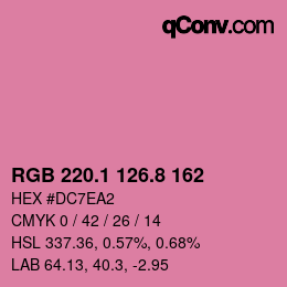 カラーコード: RGB 220.1 126.8 162 | qconv.com