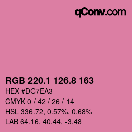 カラーコード: RGB 220.1 126.8 163 | qconv.com