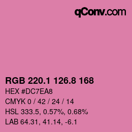 カラーコード: RGB 220.1 126.8 168 | qconv.com