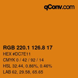 カラーコード: RGB 220.1 126.8 17 | qconv.com