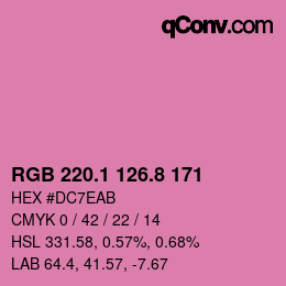 カラーコード: RGB 220.1 126.8 171 | qconv.com