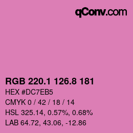 カラーコード: RGB 220.1 126.8 181 | qconv.com