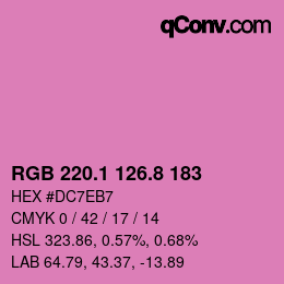 カラーコード: RGB 220.1 126.8 183 | qconv.com