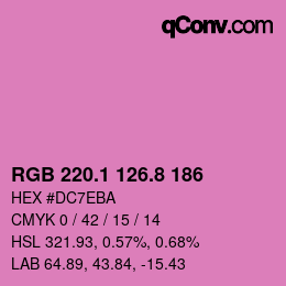 カラーコード: RGB 220.1 126.8 186 | qconv.com