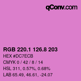 カラーコード: RGB 220.1 126.8 203 | qconv.com