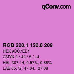 カラーコード: RGB 220.1 126.8 209 | qconv.com