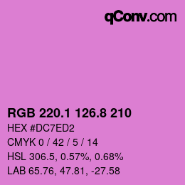 カラーコード: RGB 220.1 126.8 210 | qconv.com