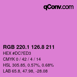 カラーコード: RGB 220.1 126.8 211 | qconv.com
