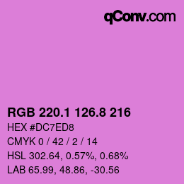 カラーコード: RGB 220.1 126.8 216 | qconv.com