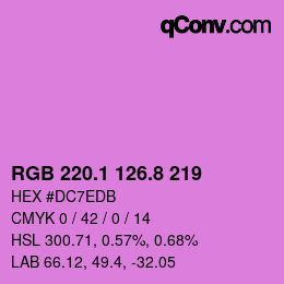 カラーコード: RGB 220.1 126.8 219 | qconv.com