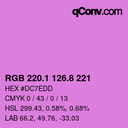 カラーコード: RGB 220.1 126.8 221 | qconv.com