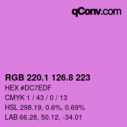 カラーコード: RGB 220.1 126.8 223 | qconv.com