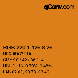 カラーコード: RGB 220.1 126.8 26 | qconv.com