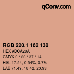 カラーコード: RGB 220.1 162 138 | qconv.com