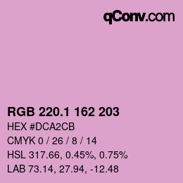 カラーコード: RGB 220.1 162 203 | qconv.com
