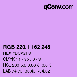 カラーコード: RGB 220.1 162 248 | qconv.com