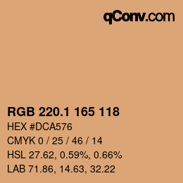 カラーコード: RGB 220.1 165 118 | qconv.com