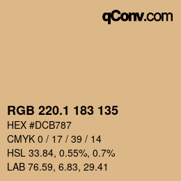 カラーコード: RGB 220.1 183 135 | qconv.com