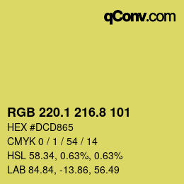 カラーコード: RGB 220.1 216.8 101 | qconv.com