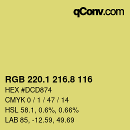 カラーコード: RGB 220.1 216.8 116 | qconv.com
