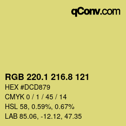 カラーコード: RGB 220.1 216.8 121 | qconv.com