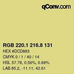 Color code: RGB 220.1 216.8 131 | qconv.com
