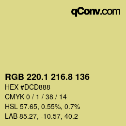 Color code: RGB 220.1 216.8 136 | qconv.com